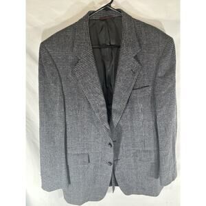 Hart Schaffner Marx Vintage USA Made Sport Coat Mens 42R Gray Plaid Two Buttons